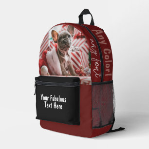 Personalized photo and text printed backpack