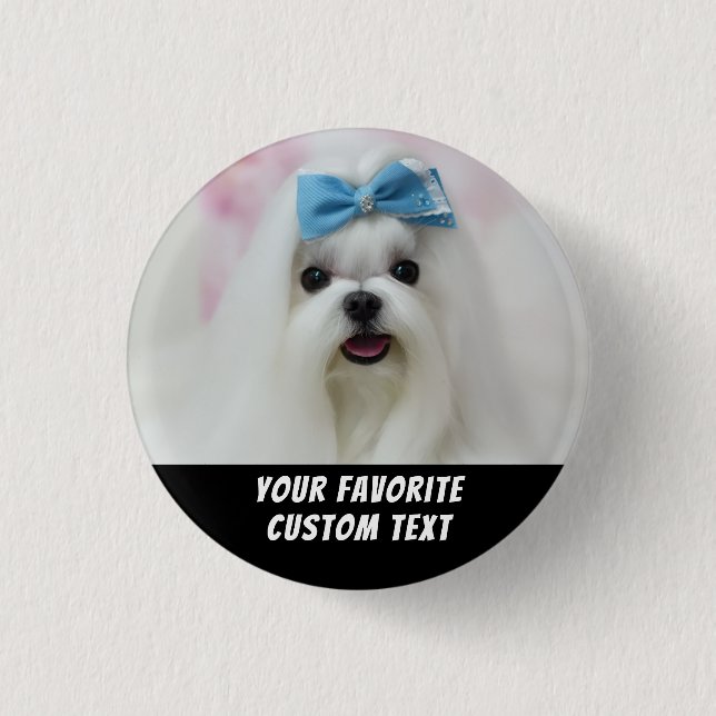 Personalized Photo and Text Small Cute Design 3 Cm Round Badge (Front)