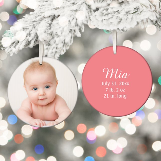 Personalized Photo Baby Birth Announcement Date Ceramic Tree Decoration (Baby's 1st Christmas ornament)
