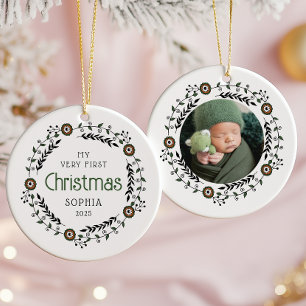Personalized Photo Baby First Christmas Nordic Ceramic Tree Decoration