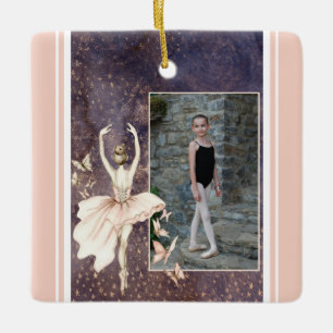 Personalized Photo Ballerina, Butterfly Christmas  Ceramic Ornament