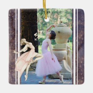 Personalized Photo Ballerina, Butterfly Christmas  Ceramic Ornament