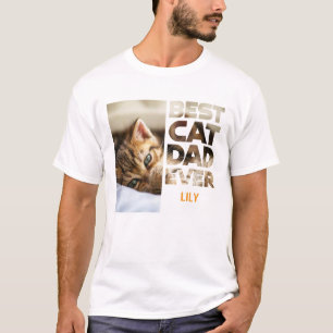 Personalized Photo Best Cat dad ever T-Shirt