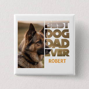 Personalized Photo Best dog dad ever 15 Cm Square Badge