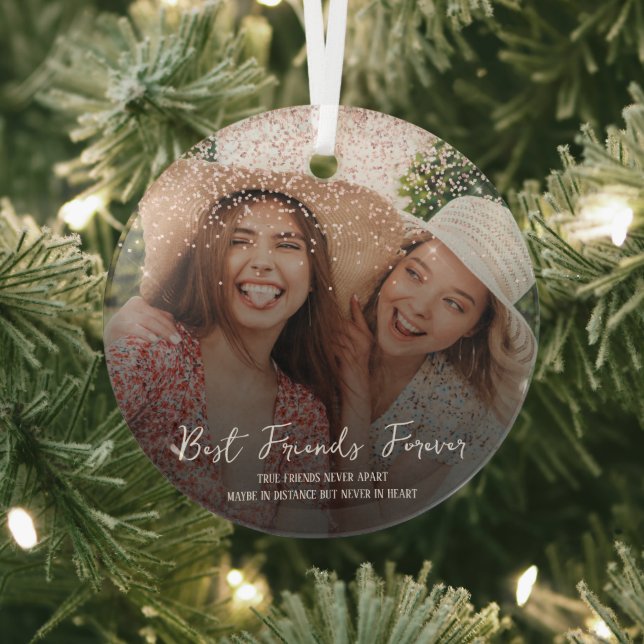 Personalized photo best friend glass tree decoration (Insitu)