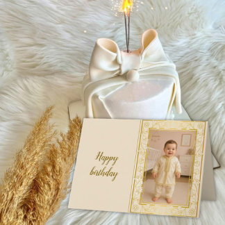 Personalized Photo Birthday Card —Floral frame