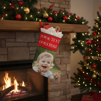 Personalized Photo Christmas Custom Picture & Name Large Christmas Stocking