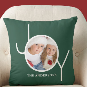 Personalized  Photo Christmas Holiday Pine Green Cushion