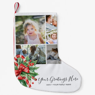 Personalized photo collage Candy Cane Small Christmas Stocking
