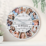 Personalized Photo Collage White Wood Family Round Clock<br><div class="desc">Easily create your own personalized white wooden planks farmhouse style wall clock with your custom photos,  family name and established year. For best results,  crop the images to square - with the focus point in the center - before uploading.</div>