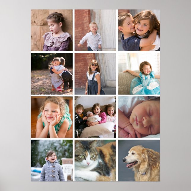 Personalized photo collage with twelve photos poster (Front)