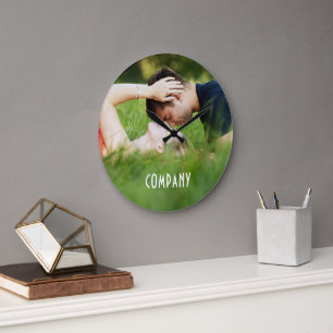Personalized Photo, Company Name Large Clock