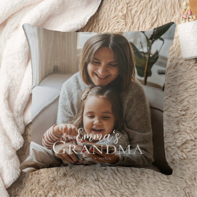 Personalized Photo & Custom Text Grandma Since -  Cushion (Blanket)