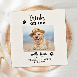 Personalized Photo Drinks On Me Dog Pet Wedding Napkin