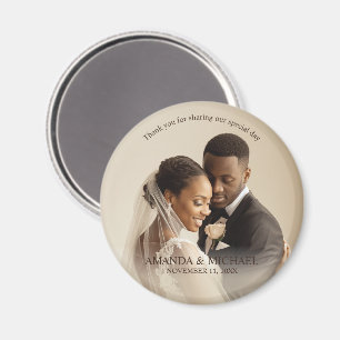 Personalized Photo Favor with Names & Wedding Date Magnet