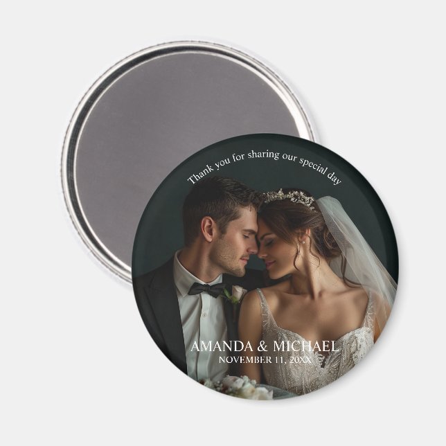 Personalized Photo Favor with Names & Wedding Date Magnet (Front/Back)