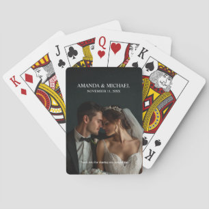 Personalized Photo Favor with Names & Wedding Date Playing Cards