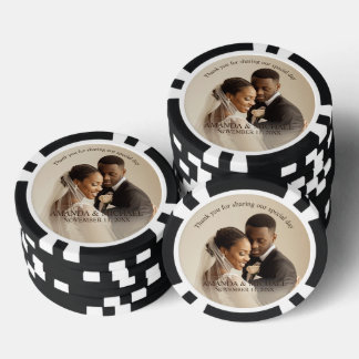 Personalized Photo Favor with Names & Wedding Date Poker Chips