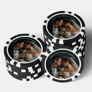 Personalized Photo Favor with Names & Wedding Date Poker Chips