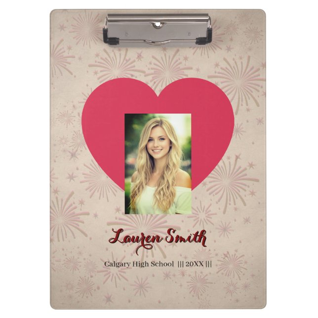 Personalized Photo Font Heart Clipboard  (Front)