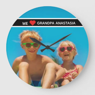 Personalized photo gift for Grandpa from children Large Clock