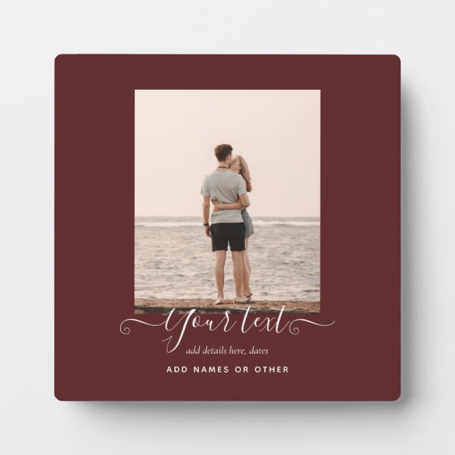 Personalized PHOTO Gifts Burgundy Theme Plaque (Front)