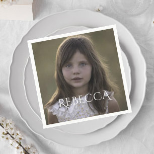 Personalized photo girl birthday party paper napkin