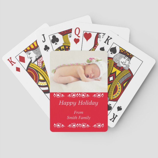 Personalized Photo Happy Holidays Playing Cards (Back)