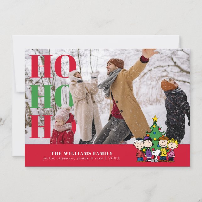 Personalized Photo Holiday Gang Around the Tree Card (Front)
