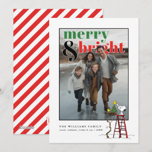 Personalized Photo Holiday Snoopy & Woodstock Card