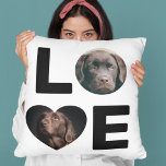 Personalized Photo | Love | Pet Throw Pillow<br><div class="desc">Bring your furry friend to life with LOVE, the 2 photo pillow that’s sure to spread a little joy and delight. This unique pillow allows you to create your own custom design featuring two of your favorite pup-shots. It’s a unique, eye-catching way to honor your four-legged family member. the pillows...</div>