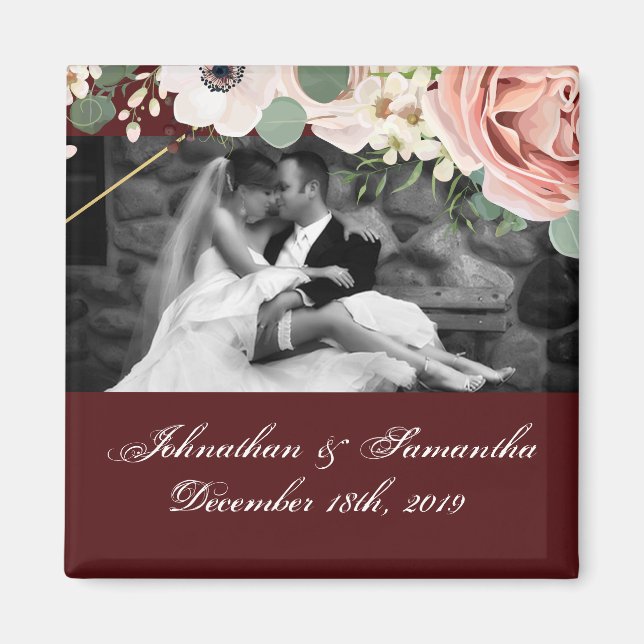 Personalized Photo Magnet Geometric Garden Wine (Front)