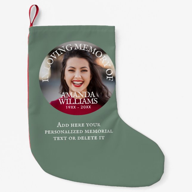 Personalized Photo Memorial Small Christmas Stocking (Front)