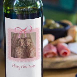 Personalized Photo Merry Christmas Wine Labels