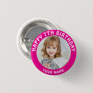 Personalized Photo, Name And Age Birthday Classic 3 Cm Round Badge