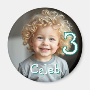 Personalized Photo, Name and Age Refrigerator  Magnet