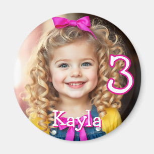Personalized Photo, Name and Age Refrigerator  Magnet
