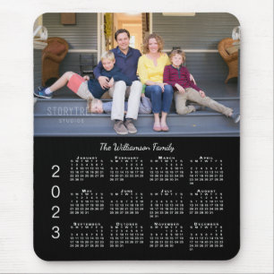 Personalized Photo Name Black 2023 Calendar Mouse Mat
