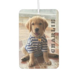 Personalized Photo Name Cute Dog Minimalist Simple Car Air Freshener
