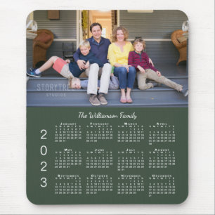 Personalized Photo Name Green 2023 Calendar Mouse Mat