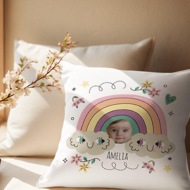 Personalized Photo & Name Rainbow Baby  Cushion (Creator Uploaded)