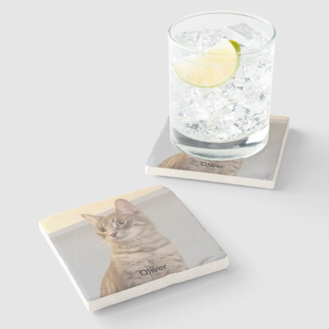 Personalized Photo Ornament Stone Coaster (Side)