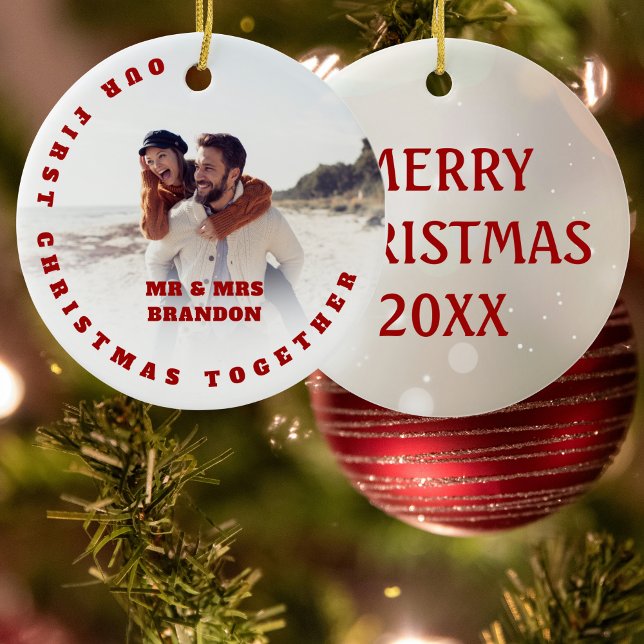 Personalized Photo Our First Christmas Together Ceramic Tree Decoration (Creator Uploaded)