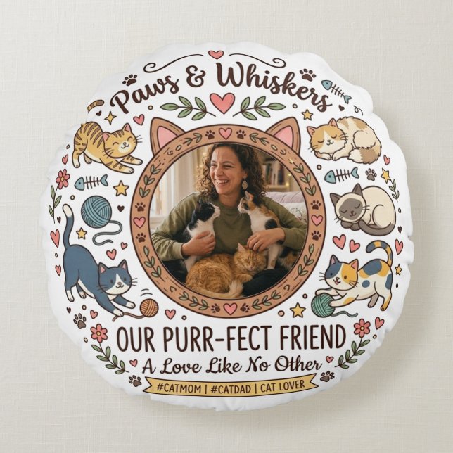Personalized Photo Pillow For Cat Mom (Front)