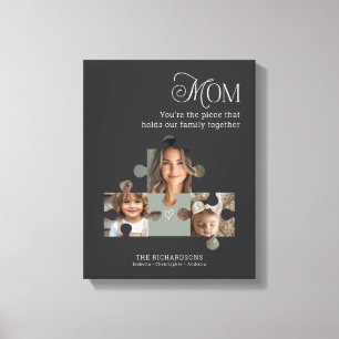 Personalized Photo Puzzle Piece Art Mom + 2 Names Canvas Print