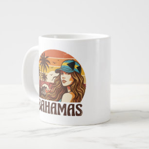 Personalized Photo Retro Bahamas Tropical Beach Large Coffee Mug