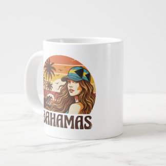 Personalized Photo Retro Bahamas Tropical Beach    Large Coffee Mug