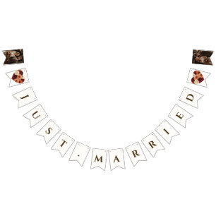 Personalized Photo Rustic Fall Floral Wedding  Bunting