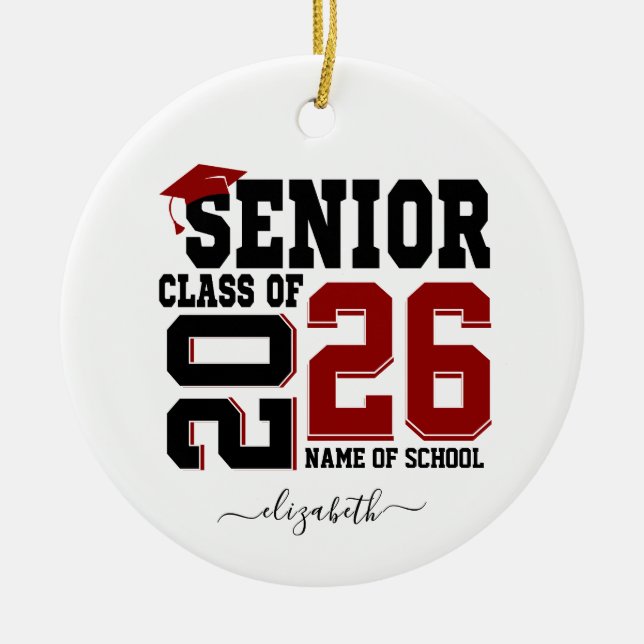 Personalized Photo Senior Year Graduation  Ceramic Tree Decoration (Front)