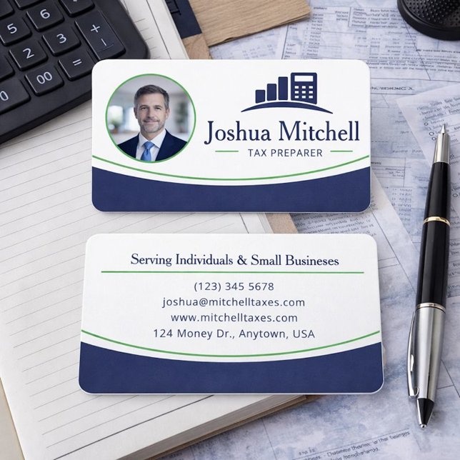 Personalized Photo Tax Preparer Professional Business Card (Creator Uploaded)